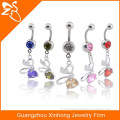 316l surgical steel navel ring,fashion belly rings,gem dangle belly ring